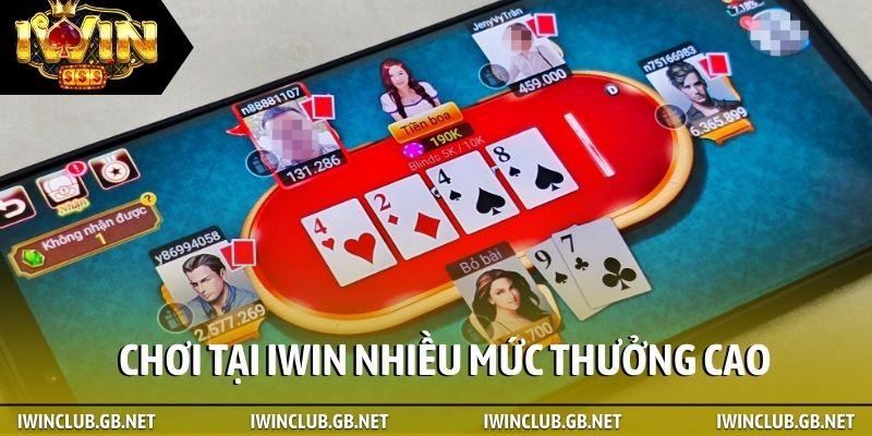 Chơi tại iWin nhiều mức thưởng cao