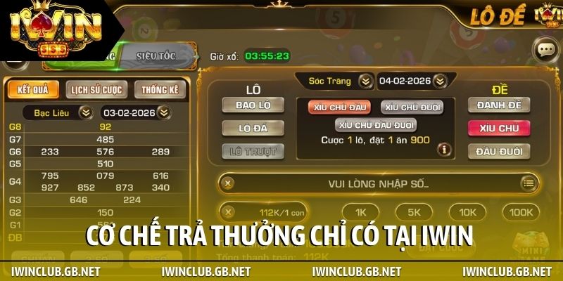 Cơ chế trả thưởng chỉ có tại iWin