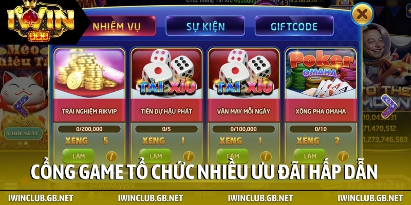 Cổng game tổ chức nhiều ưu đãi hấp dẫn
